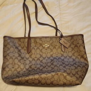 Coach Tan and Brown Signature Tote